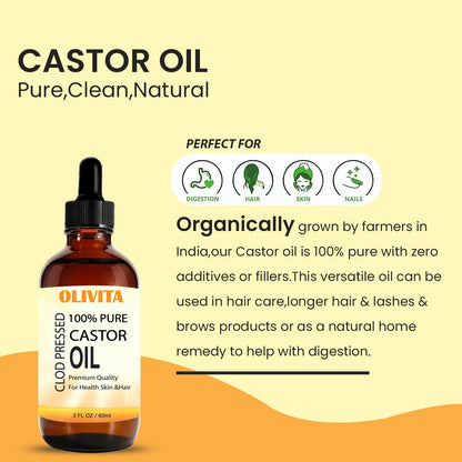 Pure Castor Oil Organic Cold Pressed Unrefined, Caster Oil, Hair Growth