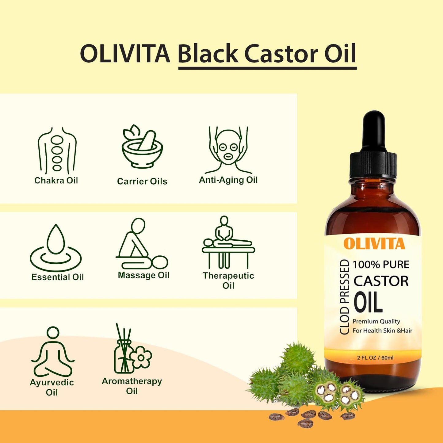 Pure Castor Oil Organic Cold Pressed Unrefined, Caster Oil, Hair Growth