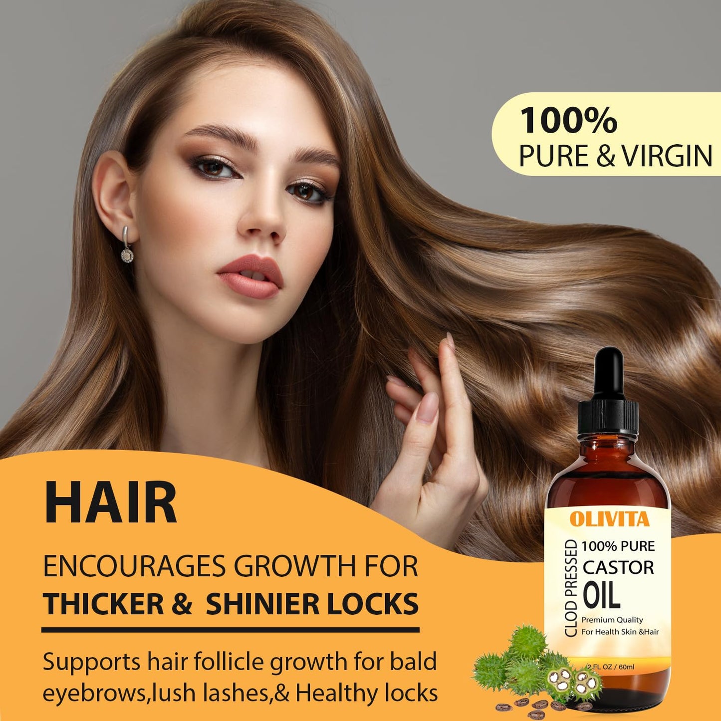 Pure Castor Oil Organic Cold Pressed Unrefined, Caster Oil, Hair Growth